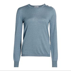 Max Mara Caraibi Silk-Cashmere Button-Shoulder Sweater- Large